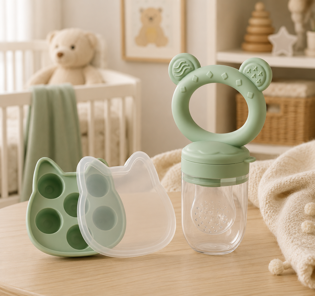 Silicone Baby Fruit Feeder & Freezer Tray Set