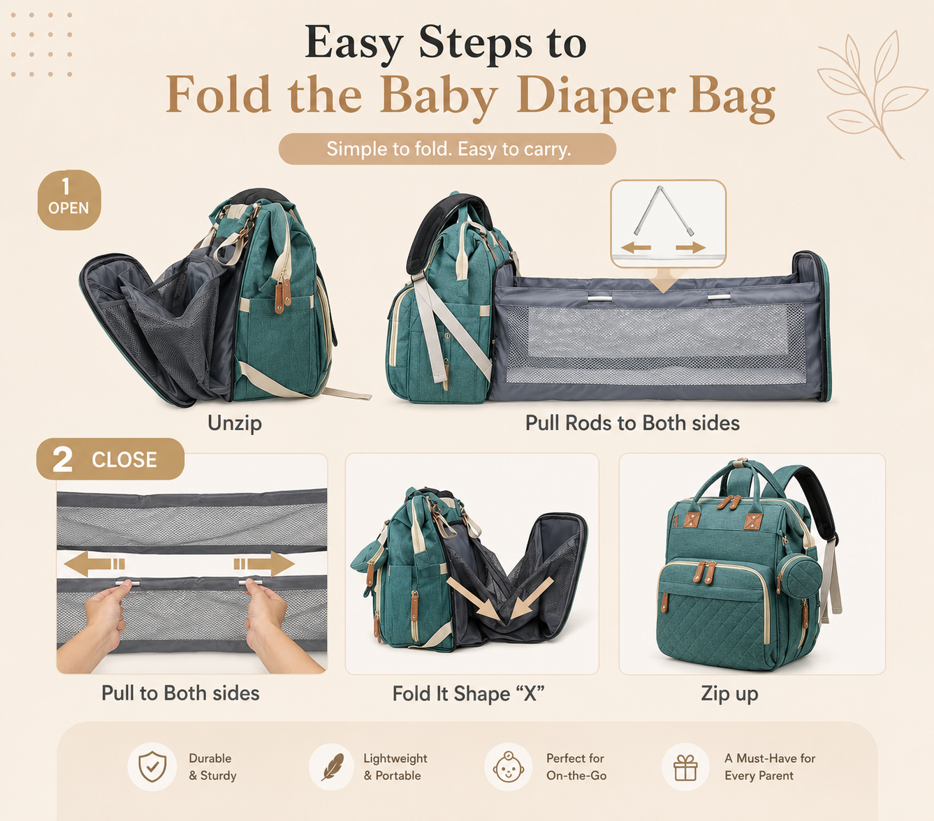 Multi-Functional Baby Diaper & Bed Bag