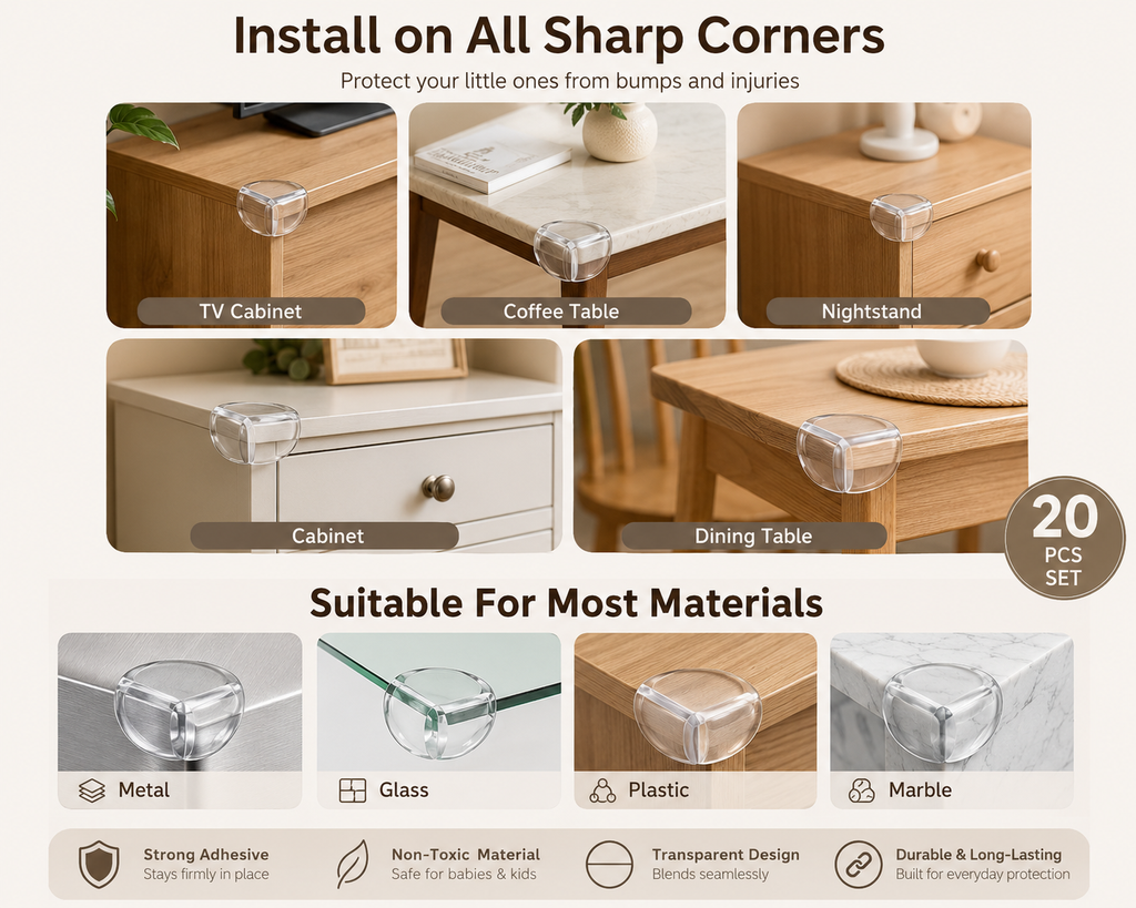 20-Piece Transparent Silicone Corner Protector Set