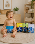 Reusable Washable Nappy Set – Blue 4 Pack