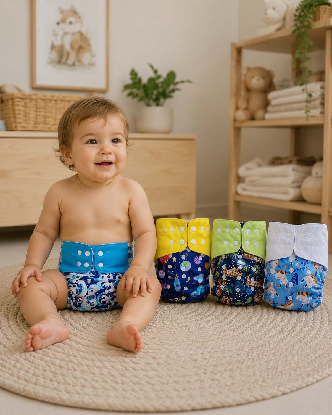 Reusable Washable Nappy Set – Blue 4 Pack